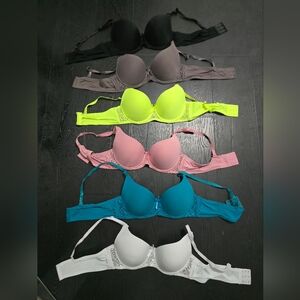 No-Show Push-Up Bra - Neon Yellow, Pink, Teal, Gray, White